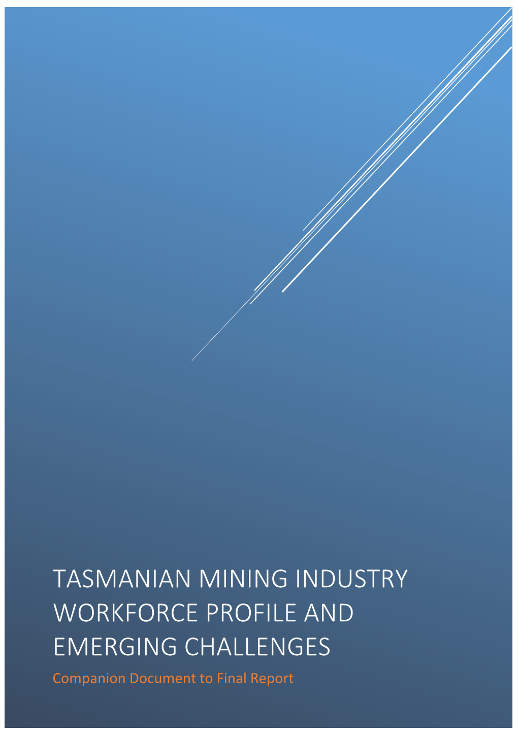 TASMANIAN MINING INDUSTRY WORKFORCE PROFILE and EMERGING CHALLENGES Companion Document to Final Report I