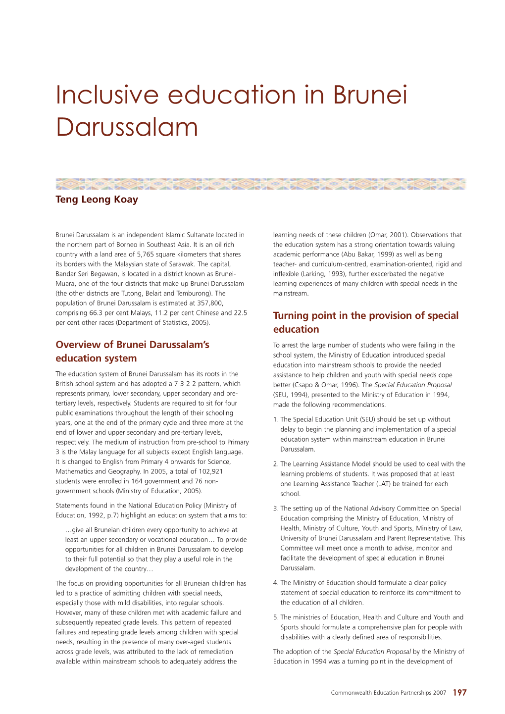 Inclusive Education in Brunei Darussalam