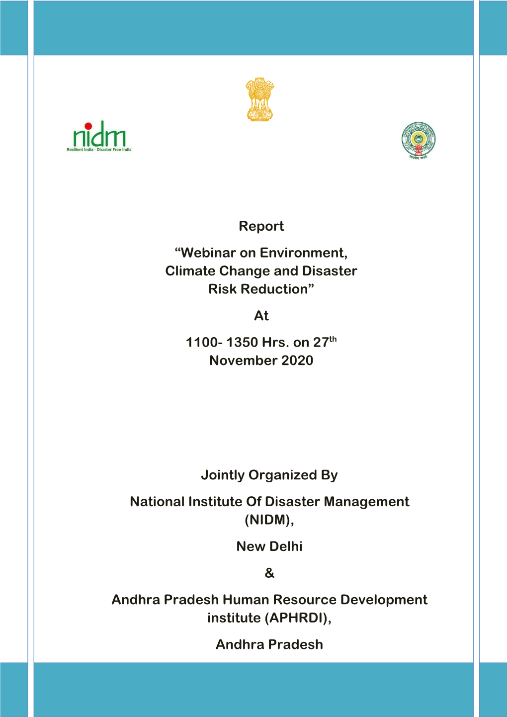 Webinar on Environment, Climate Change and Disaster Risk Reduction