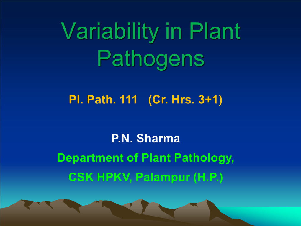 Variability in Plant Pathogens