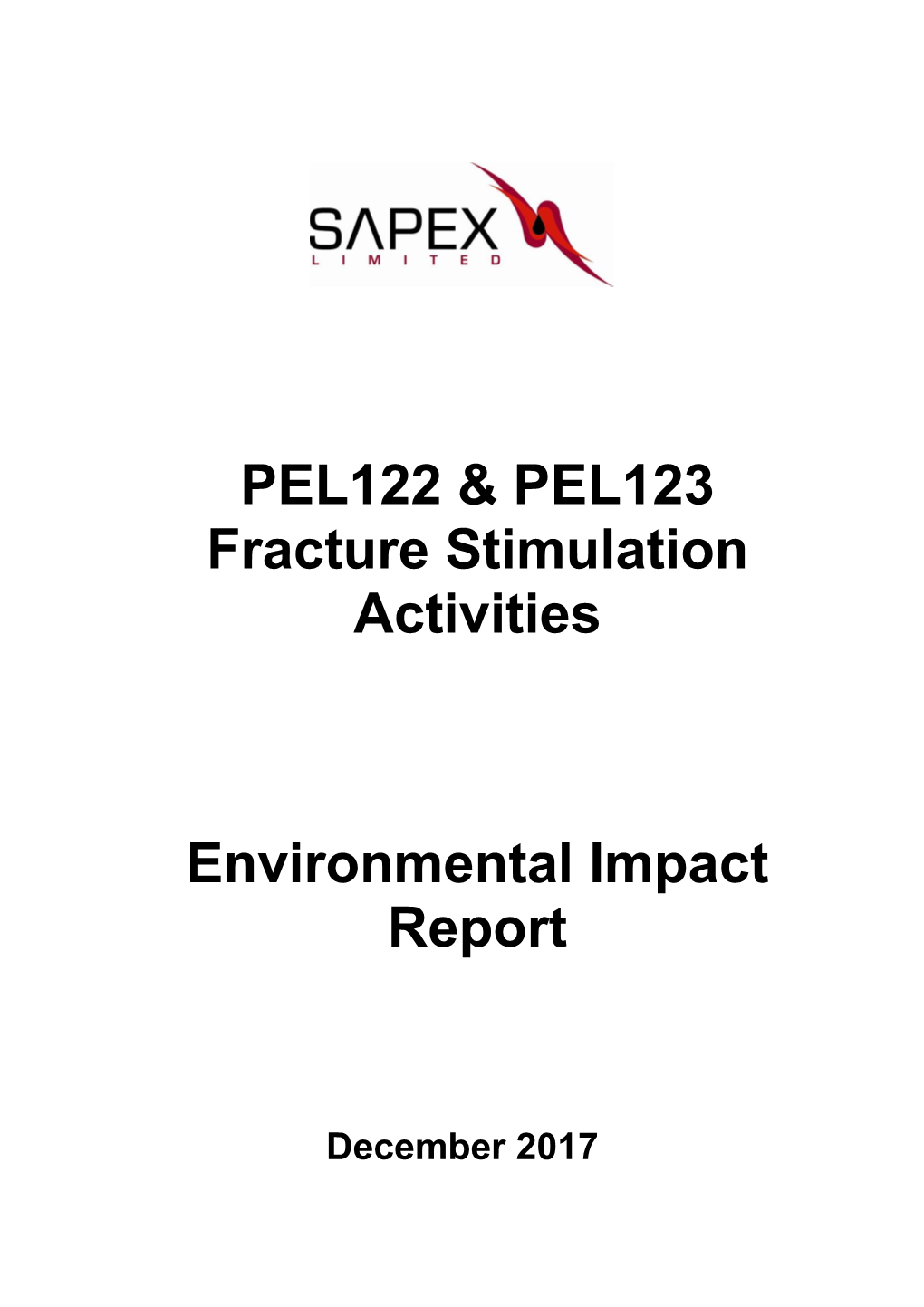 PEL122 & PEL123 Fracture Stimulation Activities Environmental