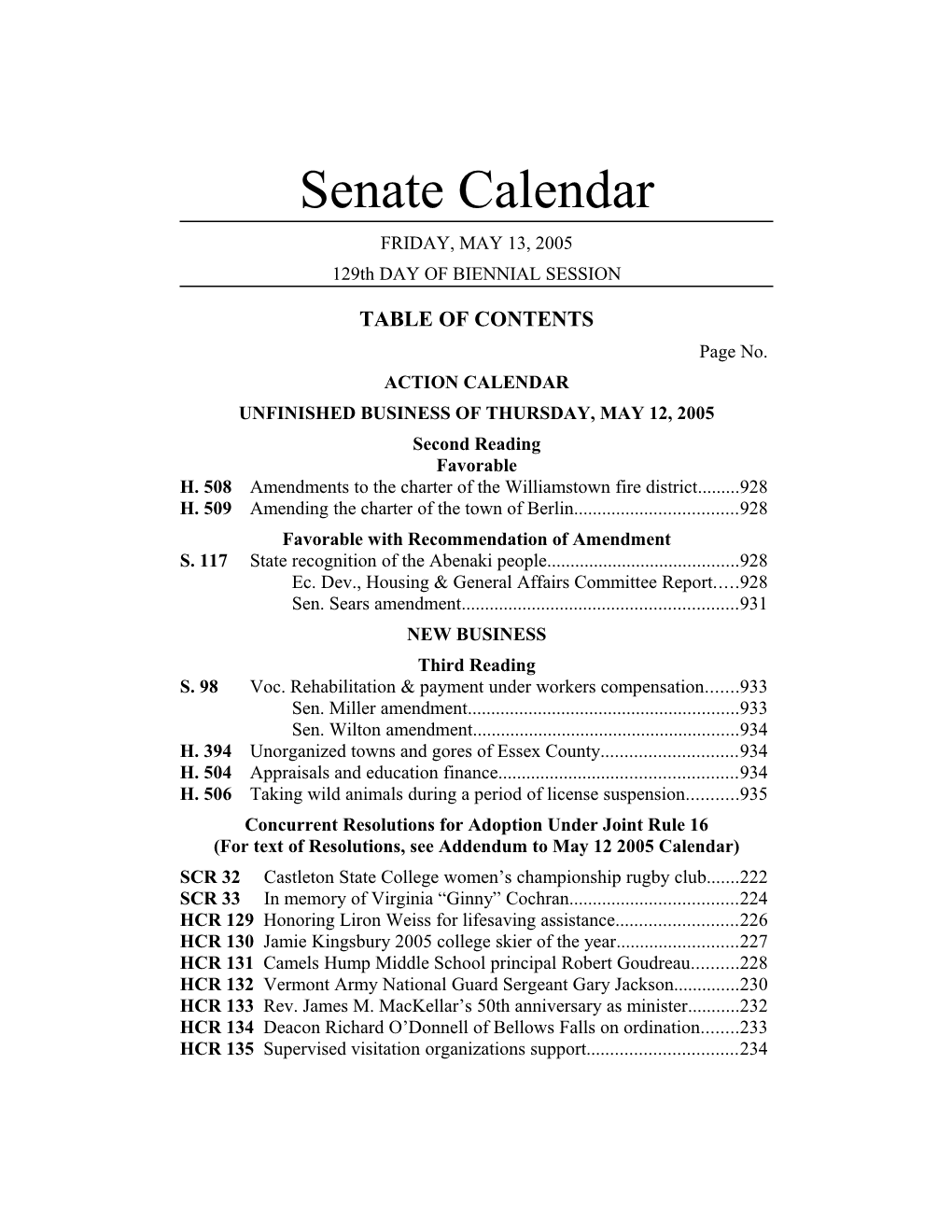 Senate Calendar s2