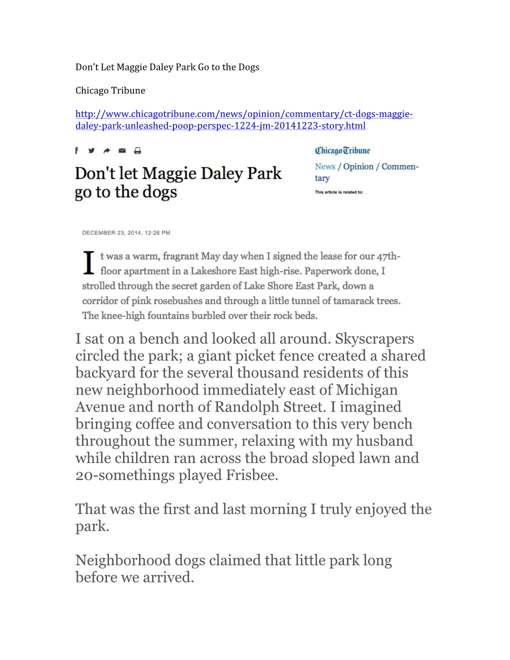 Don't Let Maggie Daley Park Go to the Dogs