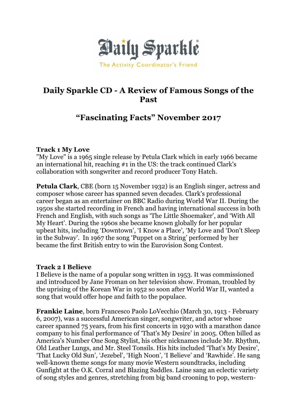 “Fascinating Facts” November 2017