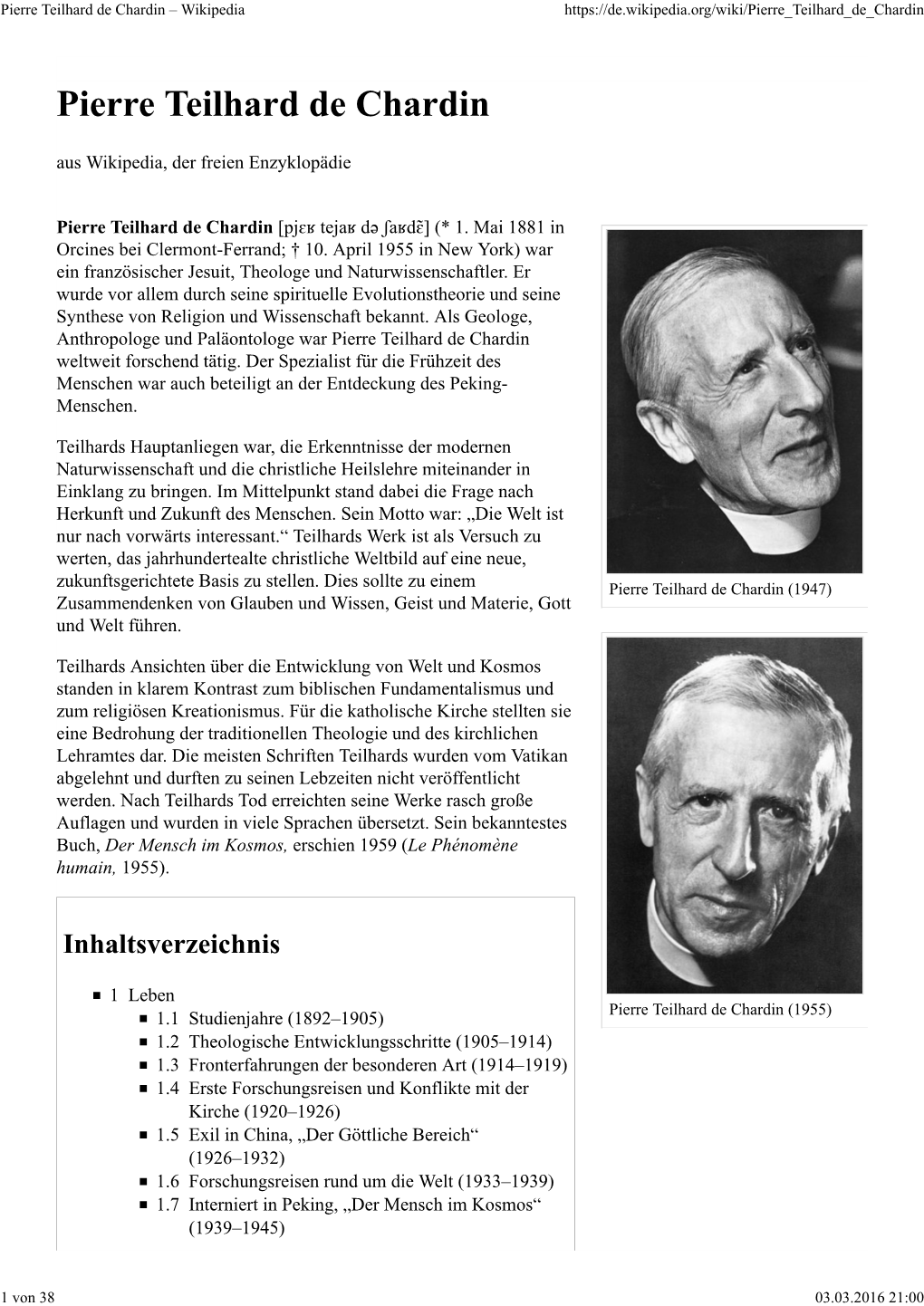 Pierre Teilhard De Chardin – Wikipedia