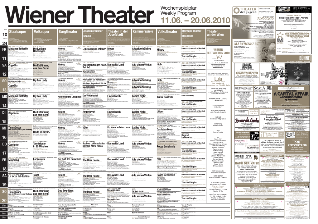 Wochenspielplan Weekly Program