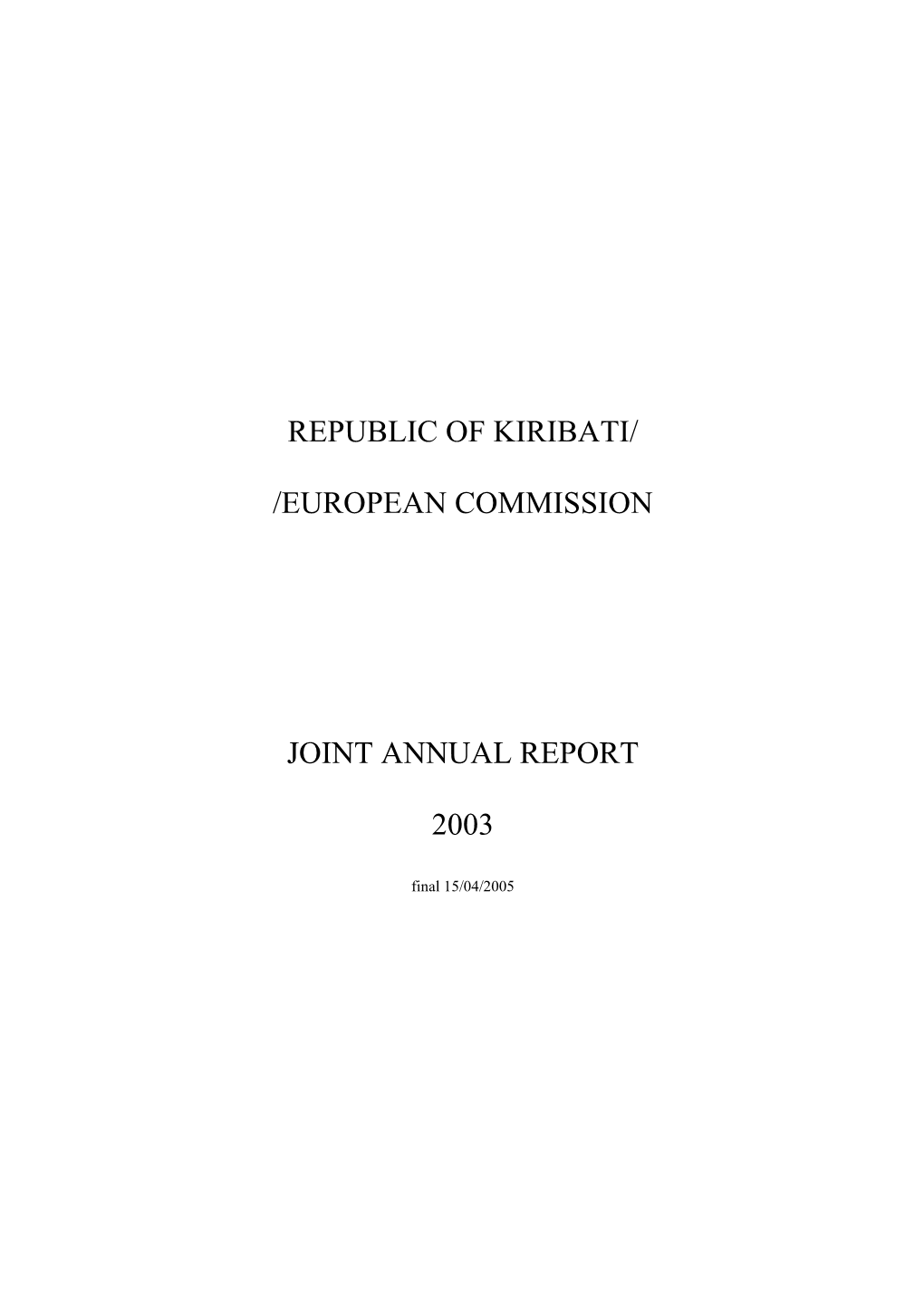 Republic of Kiribati/ /European Commission Joint