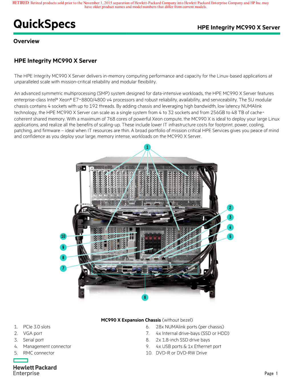 Quickspecs HPE Integrity MC990 X Server Overview