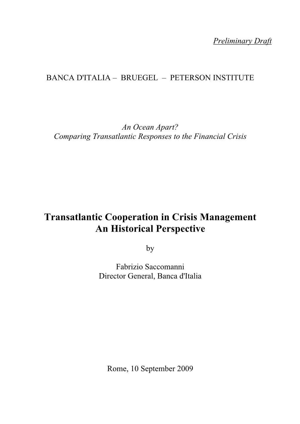 Transatlantic Cooperation in Crisis Management an Historical Perspective