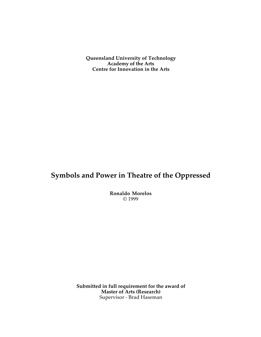 Symbols and Power in Theatre of the Oppressed