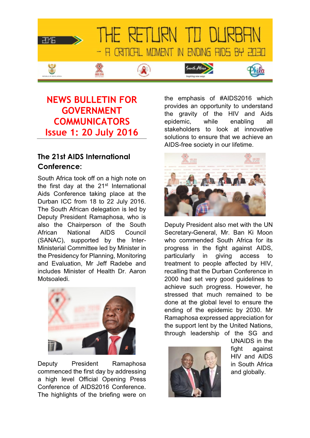 Aids Conference Taking Place at the Durban ICC from 18 to 22 July 2016
