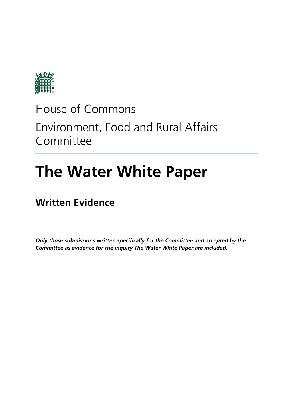 The Water White Paper