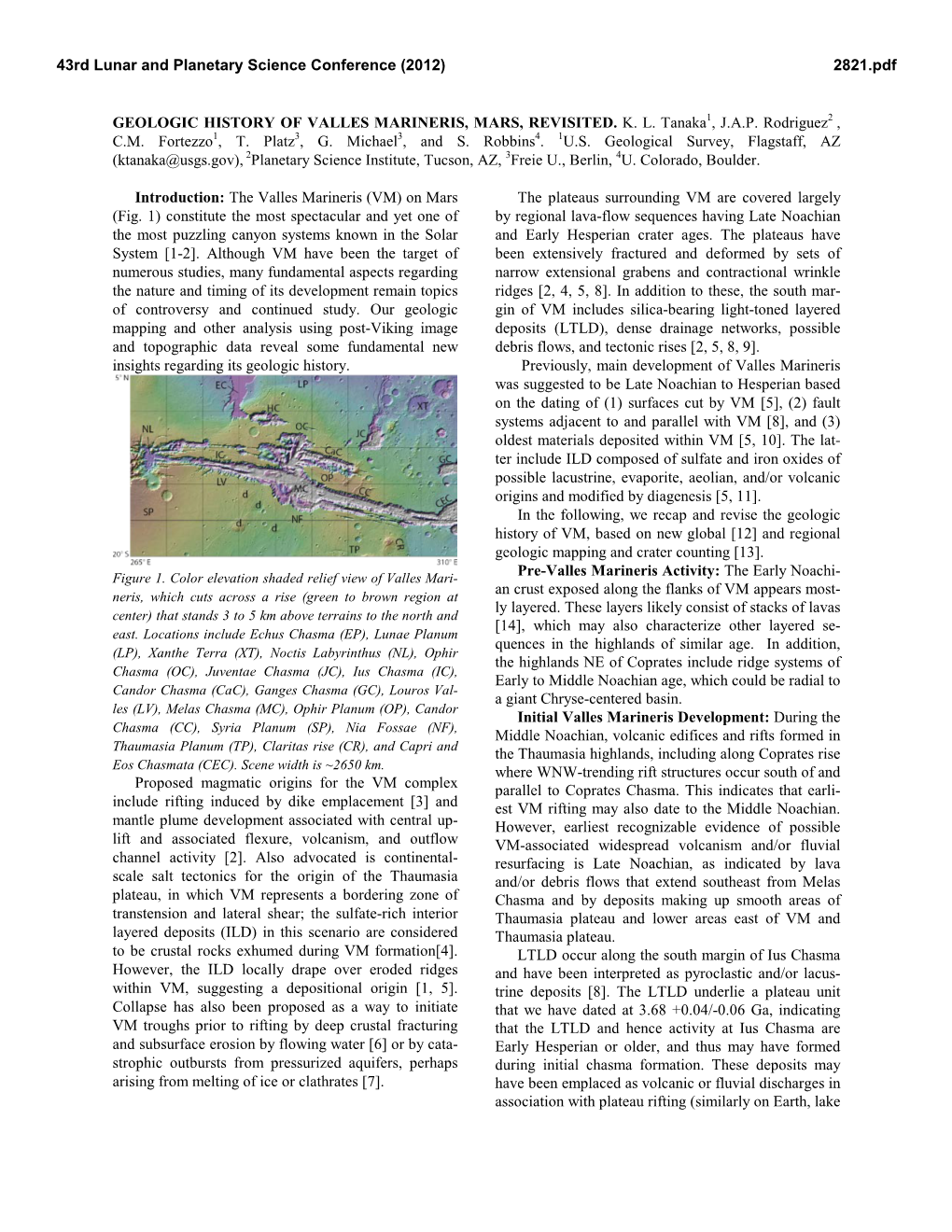 Geologic History of Valles Marineris, Mars, Revisited