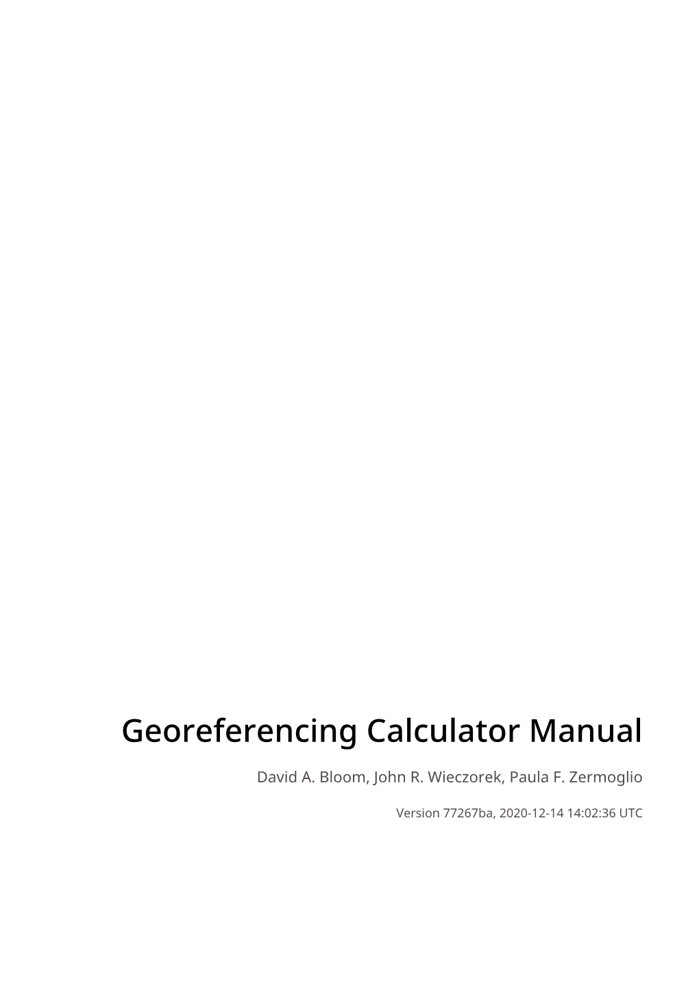 Georeferencing Calculator Manual