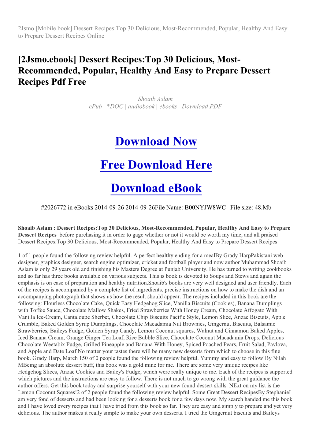Recommended, Popular, Healthy and Easy to Prepare Dessert Recipes Online