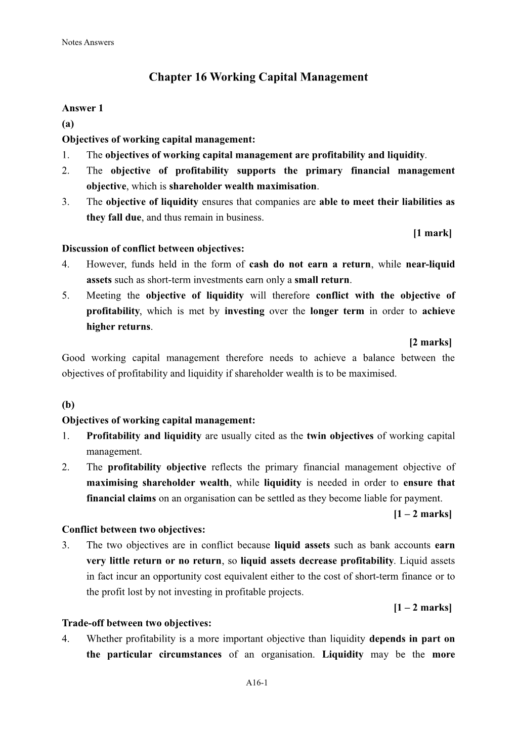 Revision 3 Working Capital Management