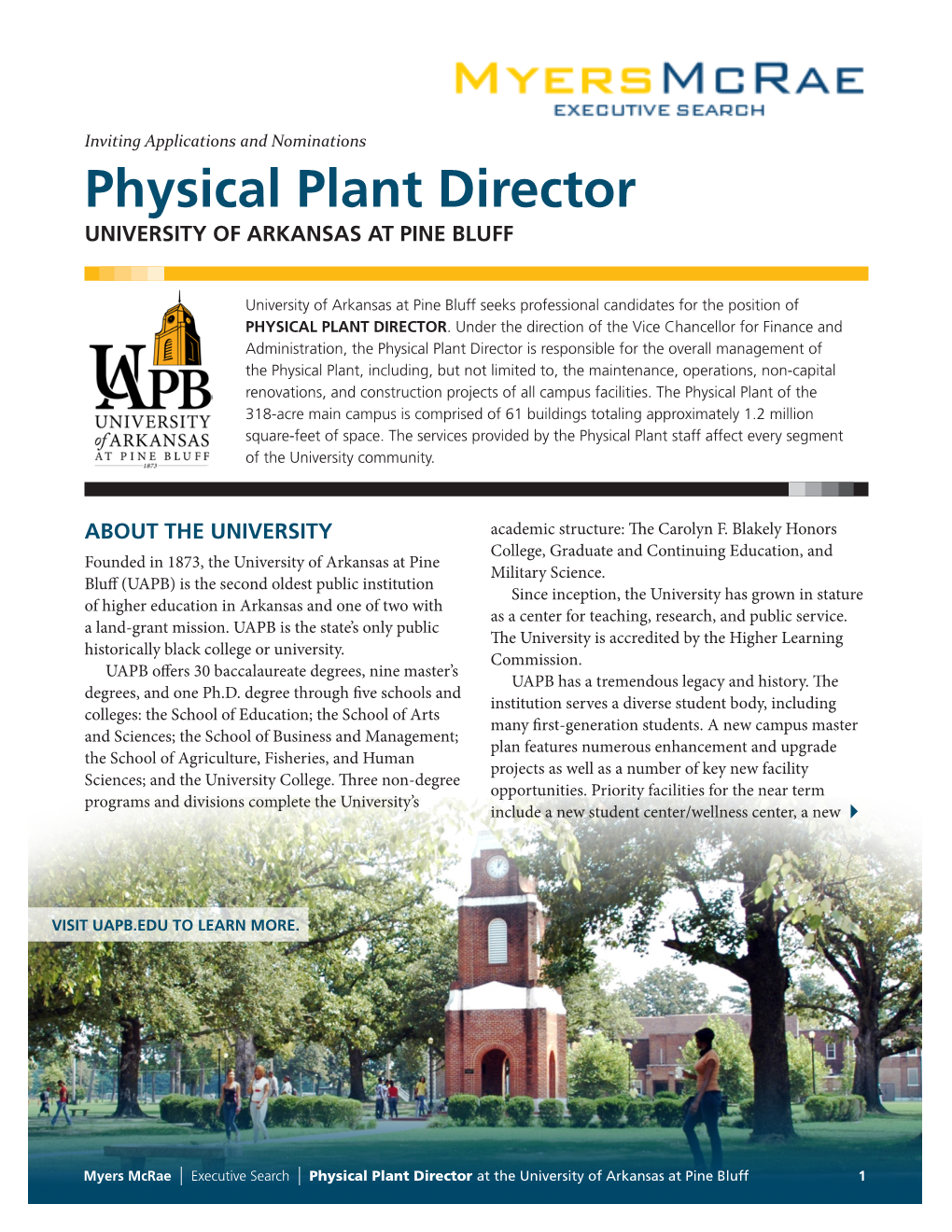 Physical Plant Director University of Arkansas at Pine Bluff