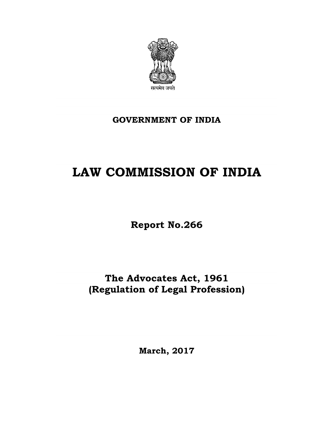 Report No.266 the Advocates Act, 1961