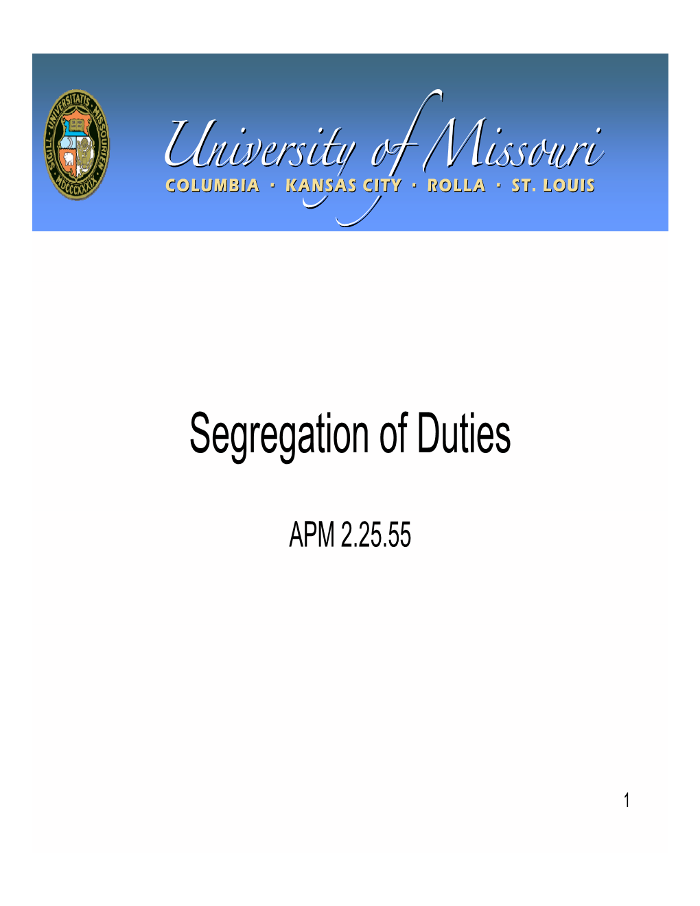 Segregation of Duties