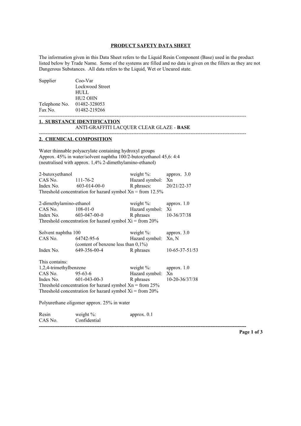 Product Safety Data Sheet s2