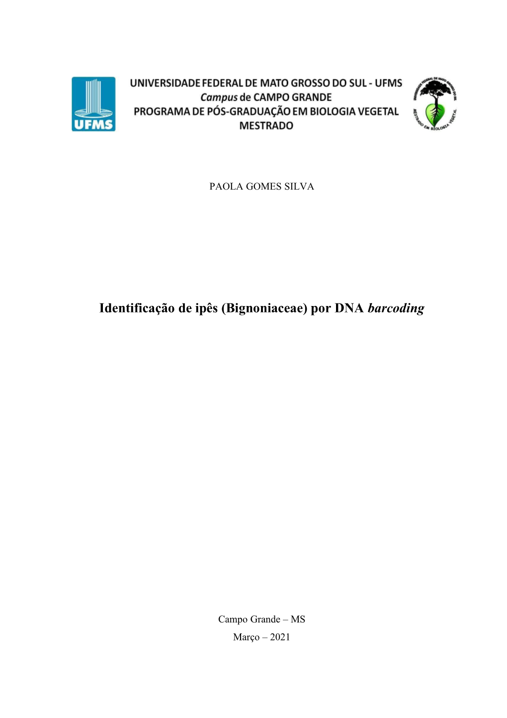 (Bignoniaceae) Por DNA Barcoding