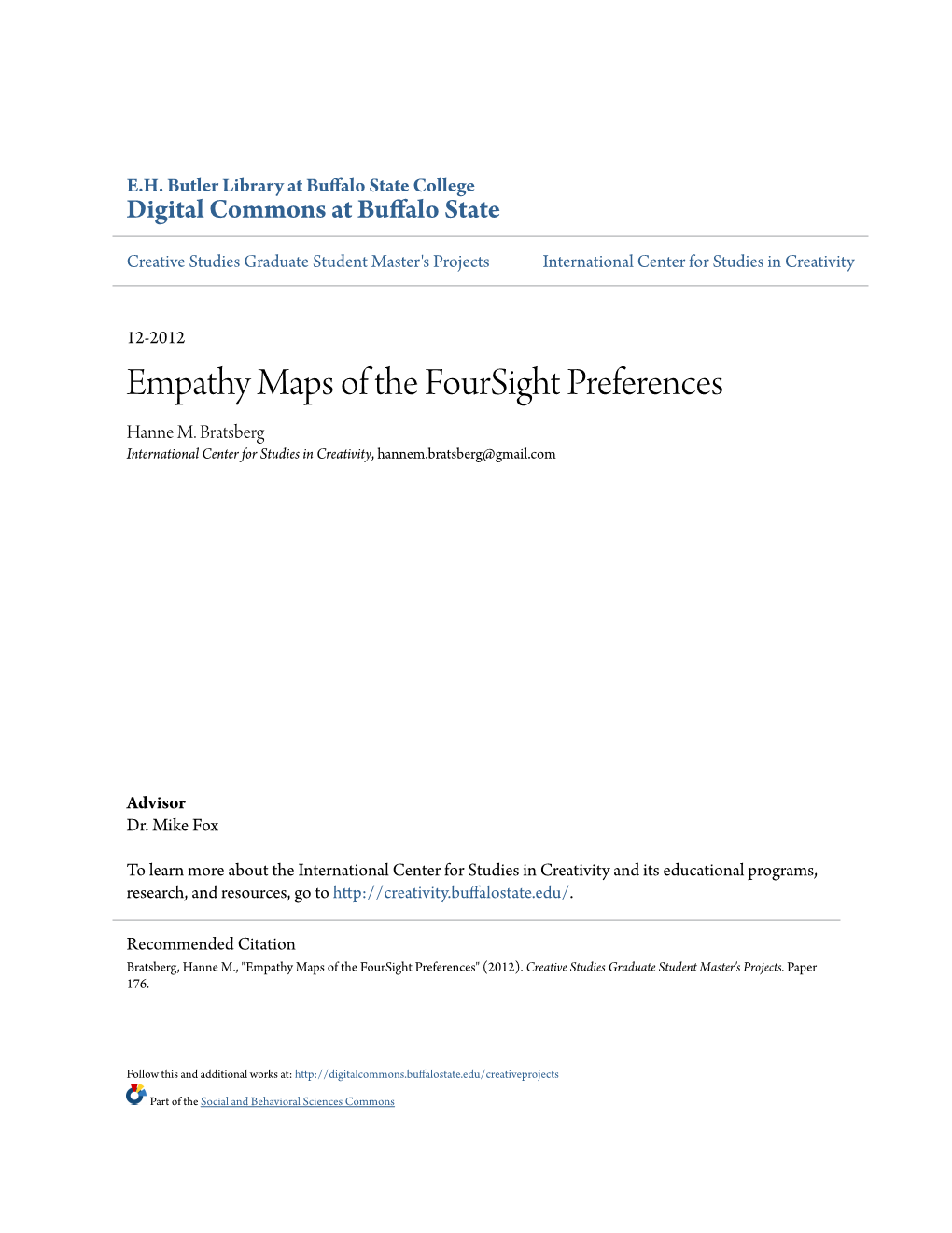 Empathy Maps of the Foursight Preferences Hanne M