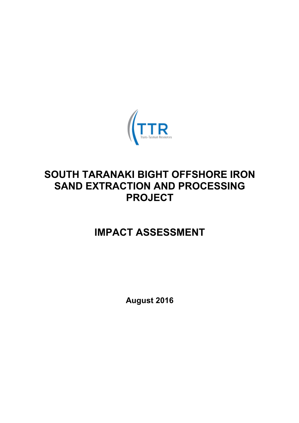 South Taranaki Bight Offshore Iron Sand Extraction and Processing Project