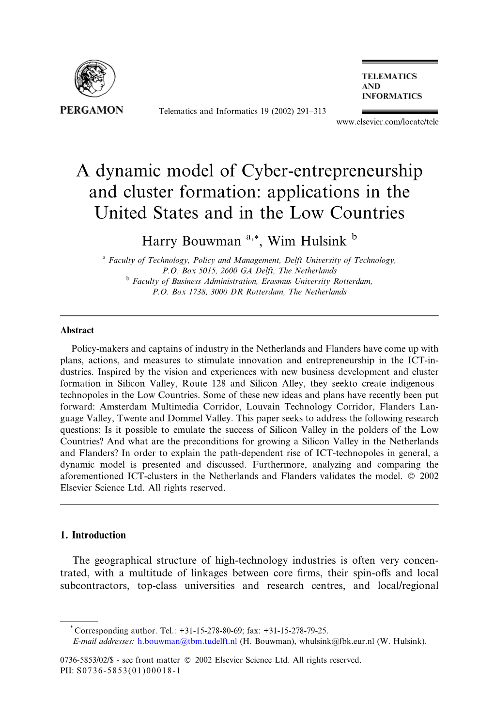 A Dynamic Model of Cyber-Entrepreneurship