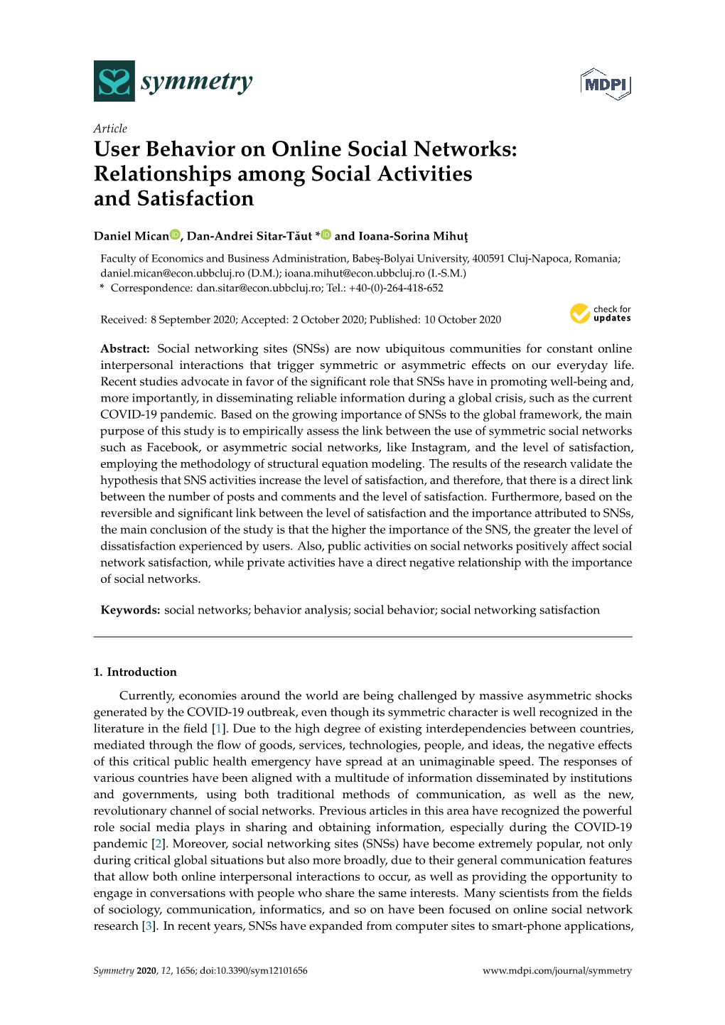 User Behavior on Online Social Networks: Relationships Among Social Activities and Satisfaction
