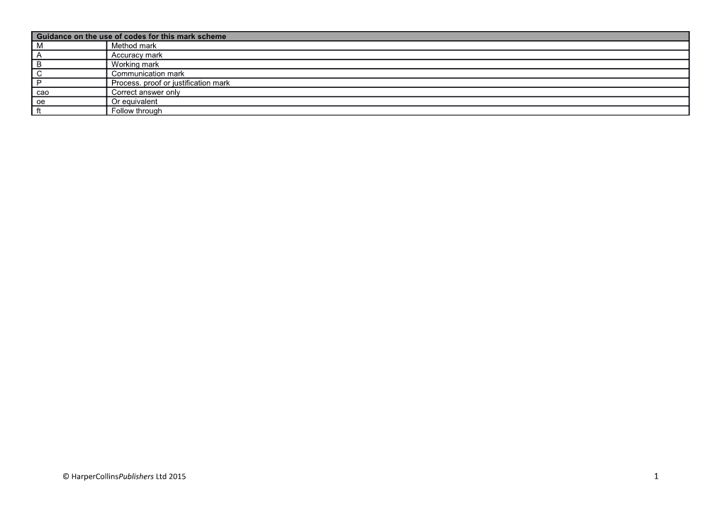 Guidance on the Use of Codes for This Mark Scheme