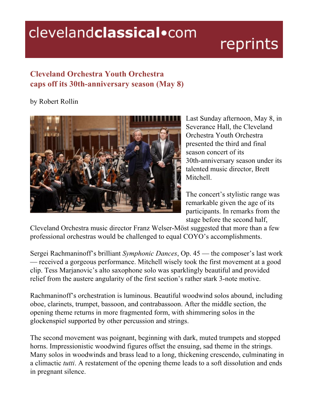 Cleveland Orchestra Youth Orchestra Caps Off Its 30Thanniversary