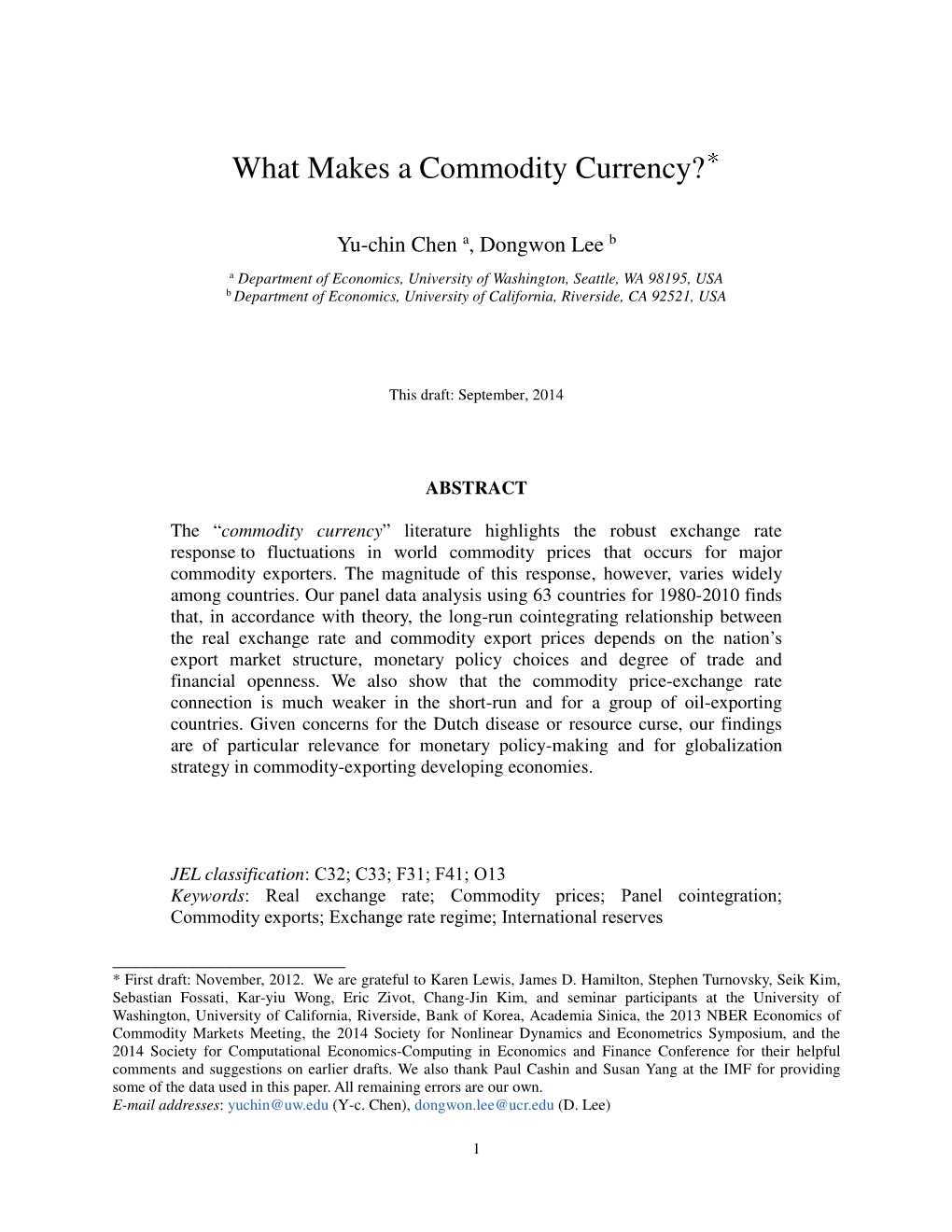 What Makes a Commodity Currency?