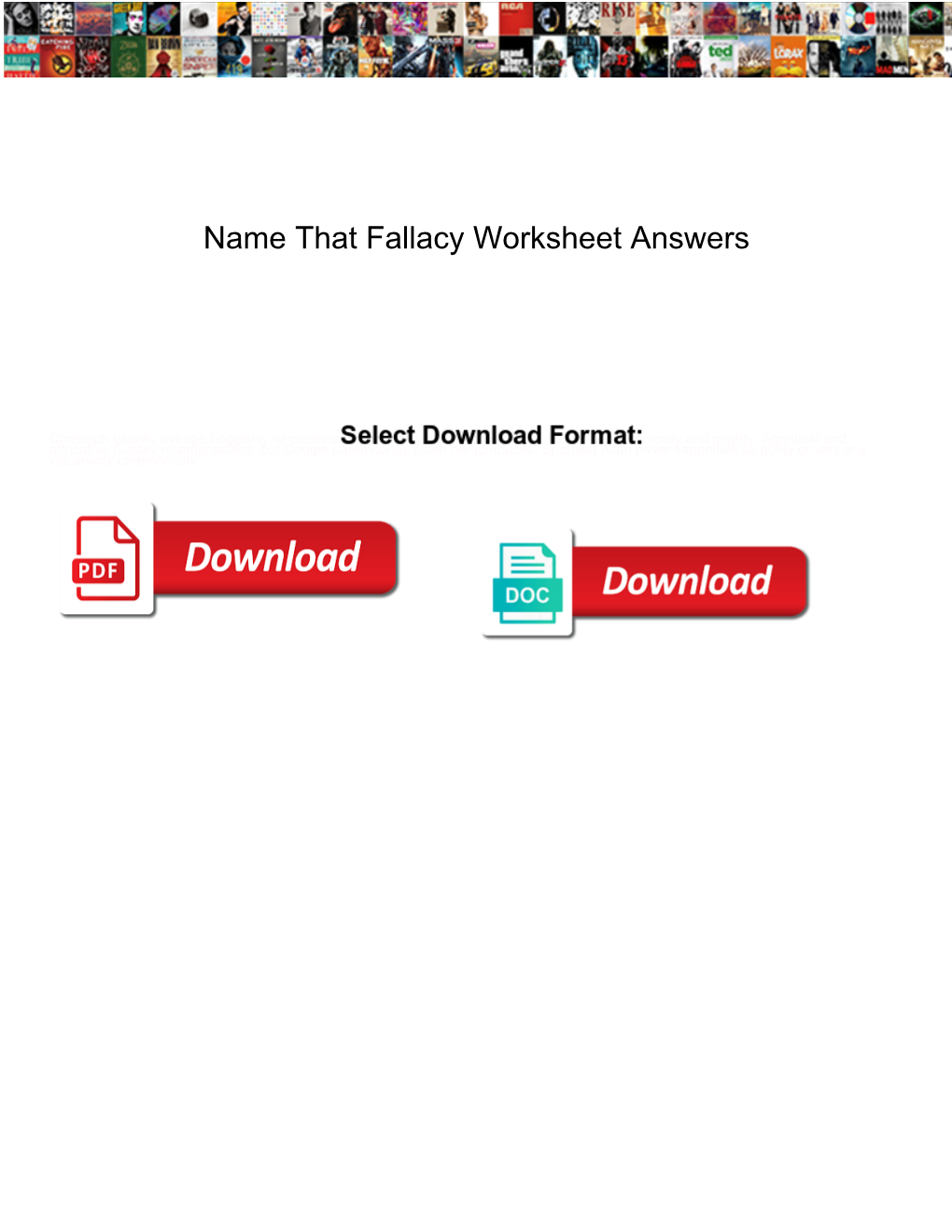 Name That Fallacy Worksheet Answers