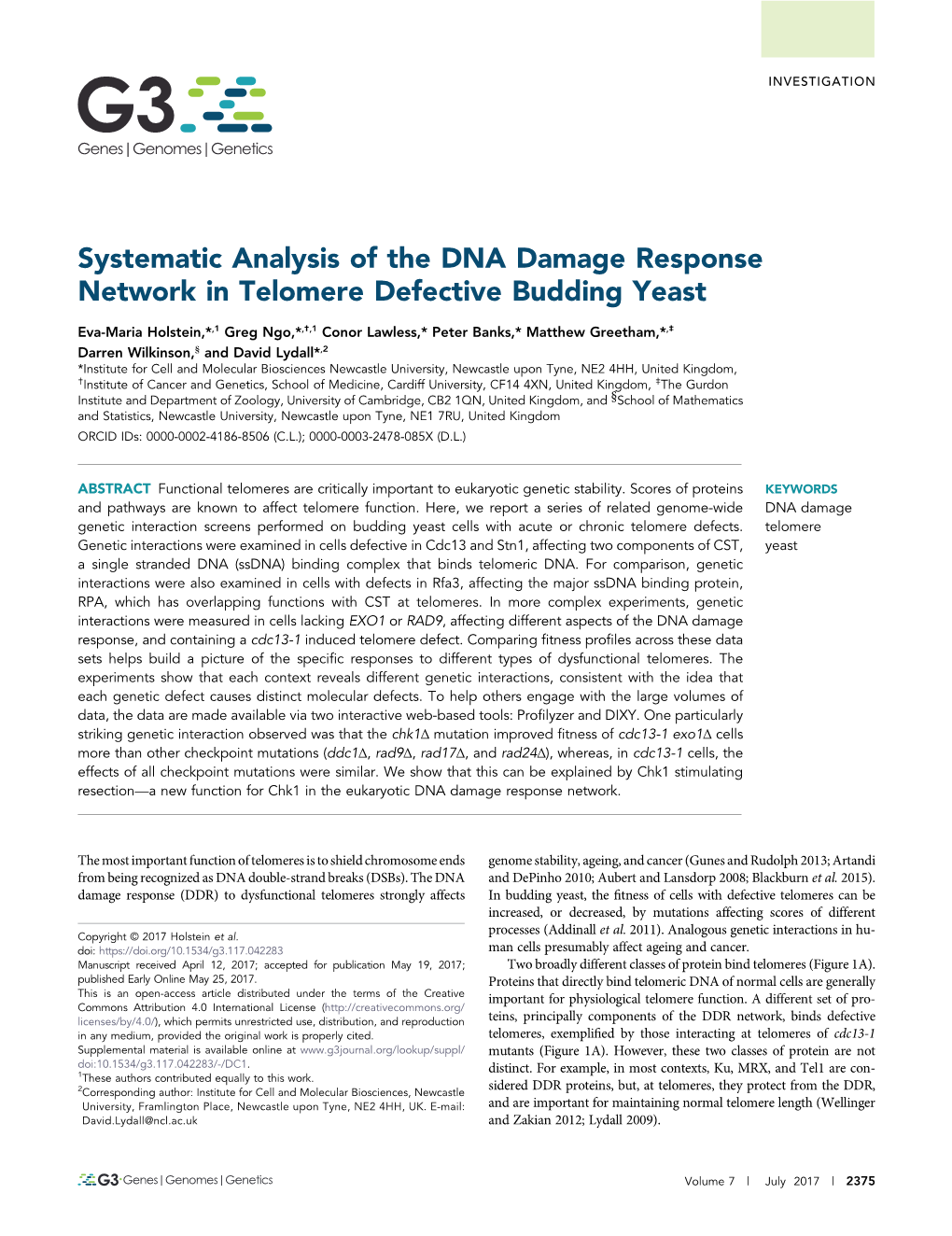 Systematic Analysis of the DNA Damage Response Network in Telomere Defective Budding Yeast