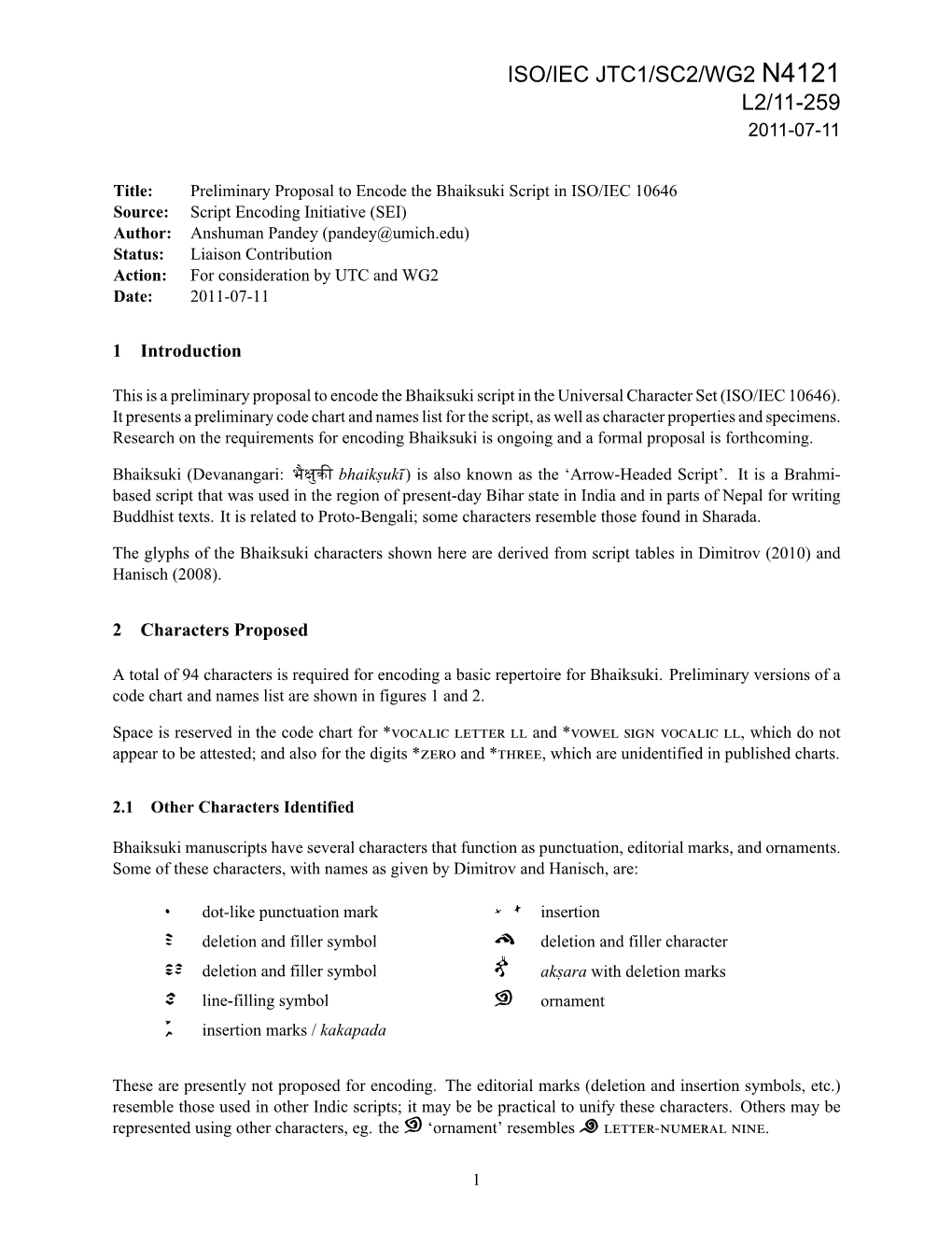 Iso/Iec Jtc1/Sc2/Wg2 L2/11-259