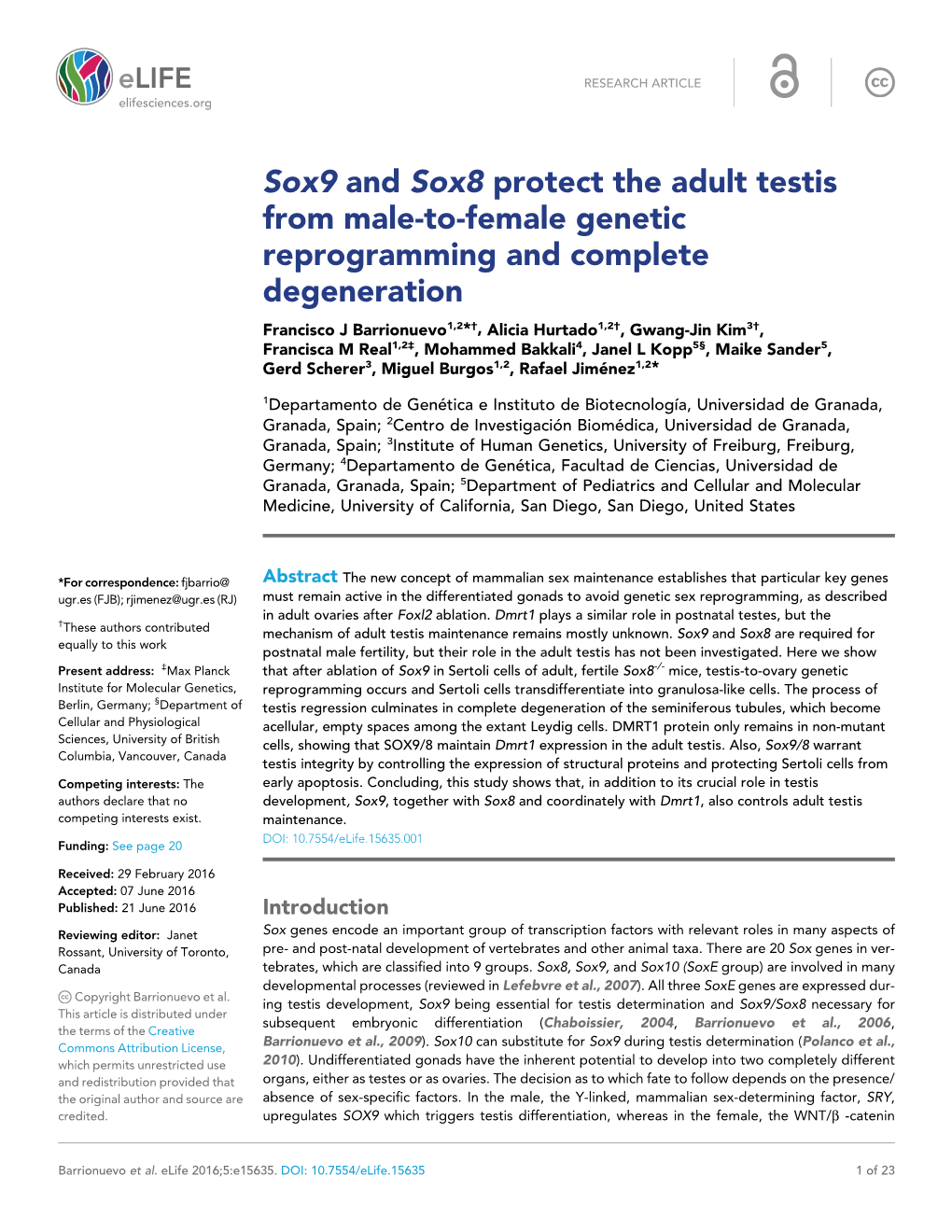 Sox9 and Sox8 Protect the Adult Testis from Male-To-Female Genetic