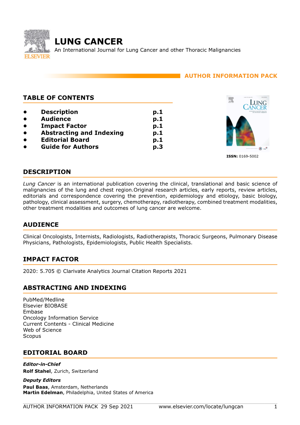 LUNG CANCER an International Journal for Lung Cancer and Other Thoracic Malignancies