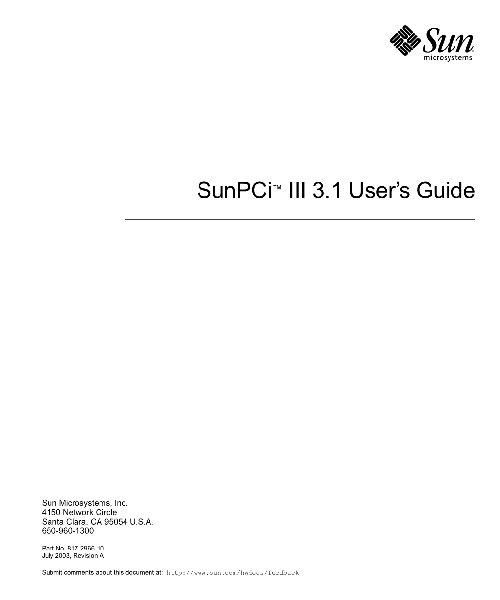 Sunpci III 3.1 User's Guide