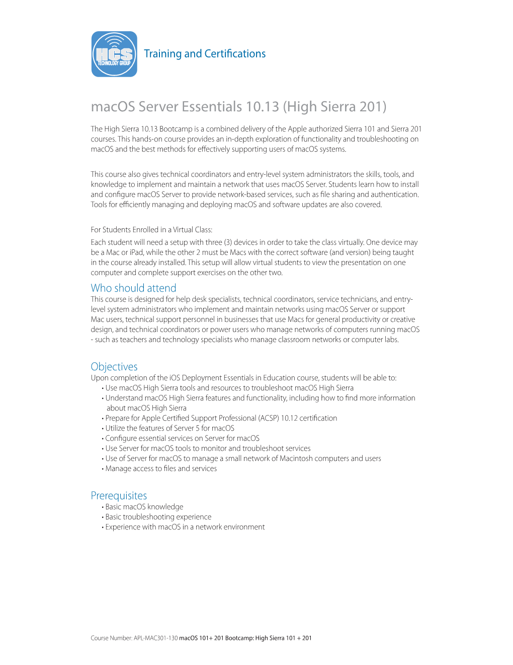 Macos Server Essentials 10.13 (High Sierra 201)