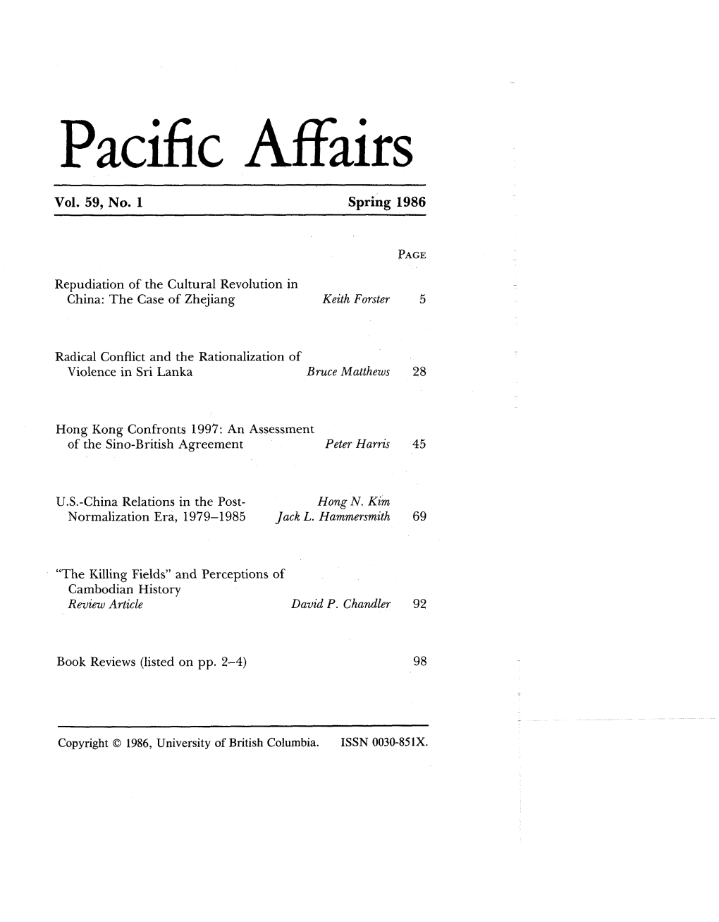 Pacific Affairs