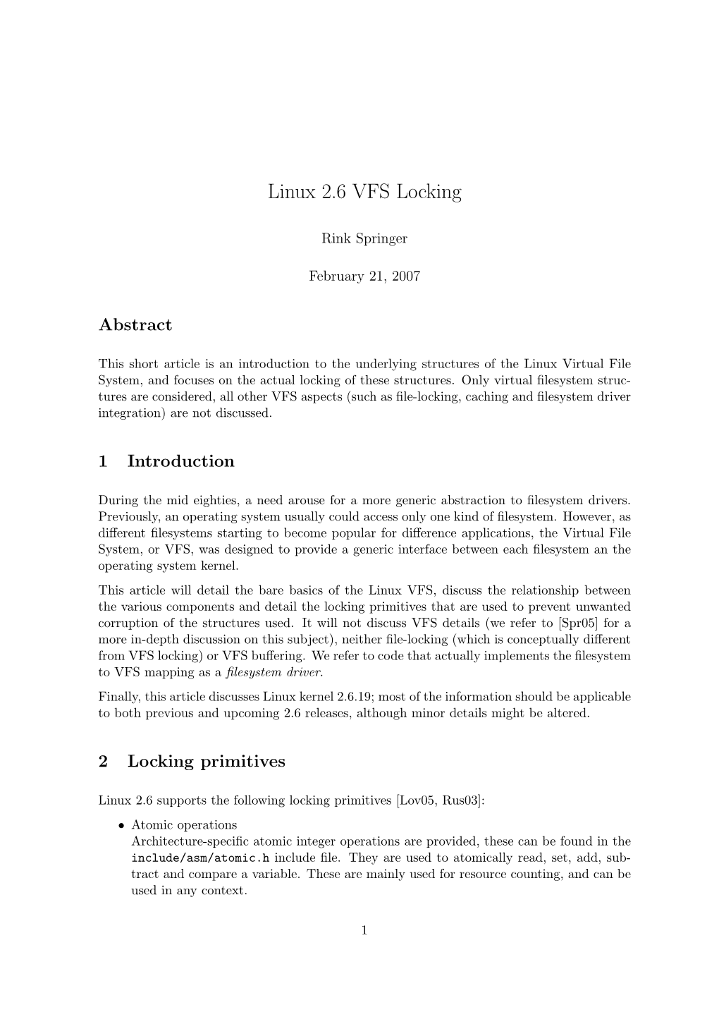 Linux 2.6 VFS Locking