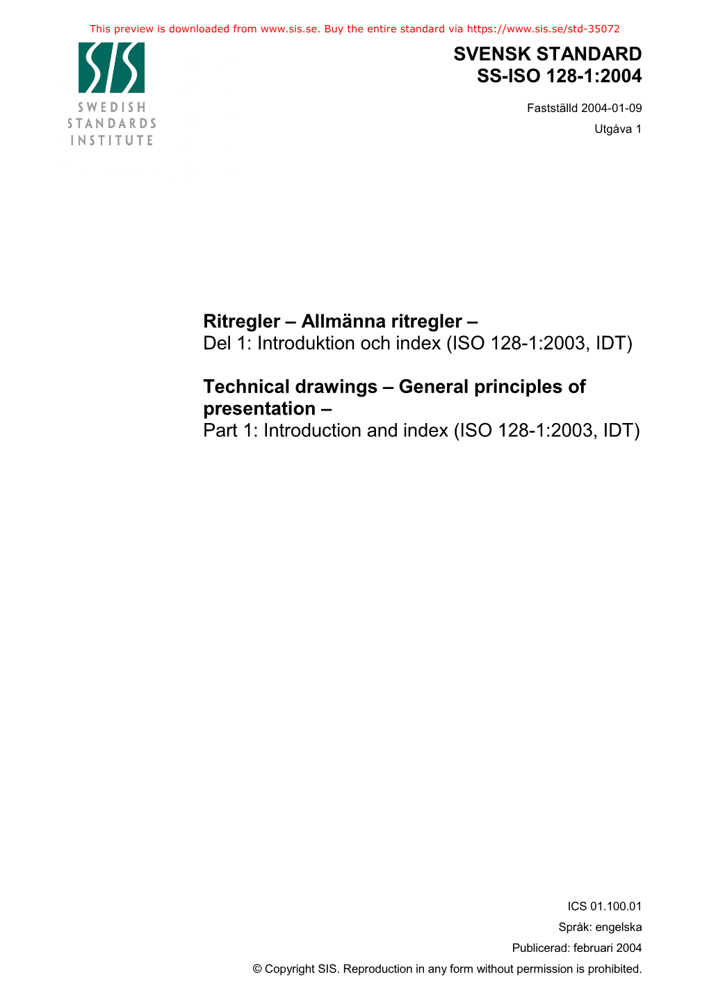 Svensk Standard Ss-Iso 128-1:2004