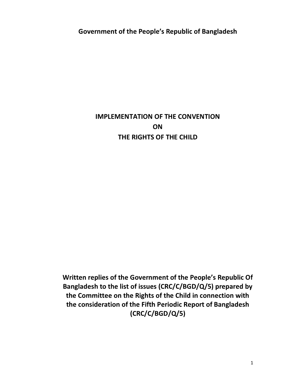 Government of the People's Republic of Bangladesh IMPLEMENTATION