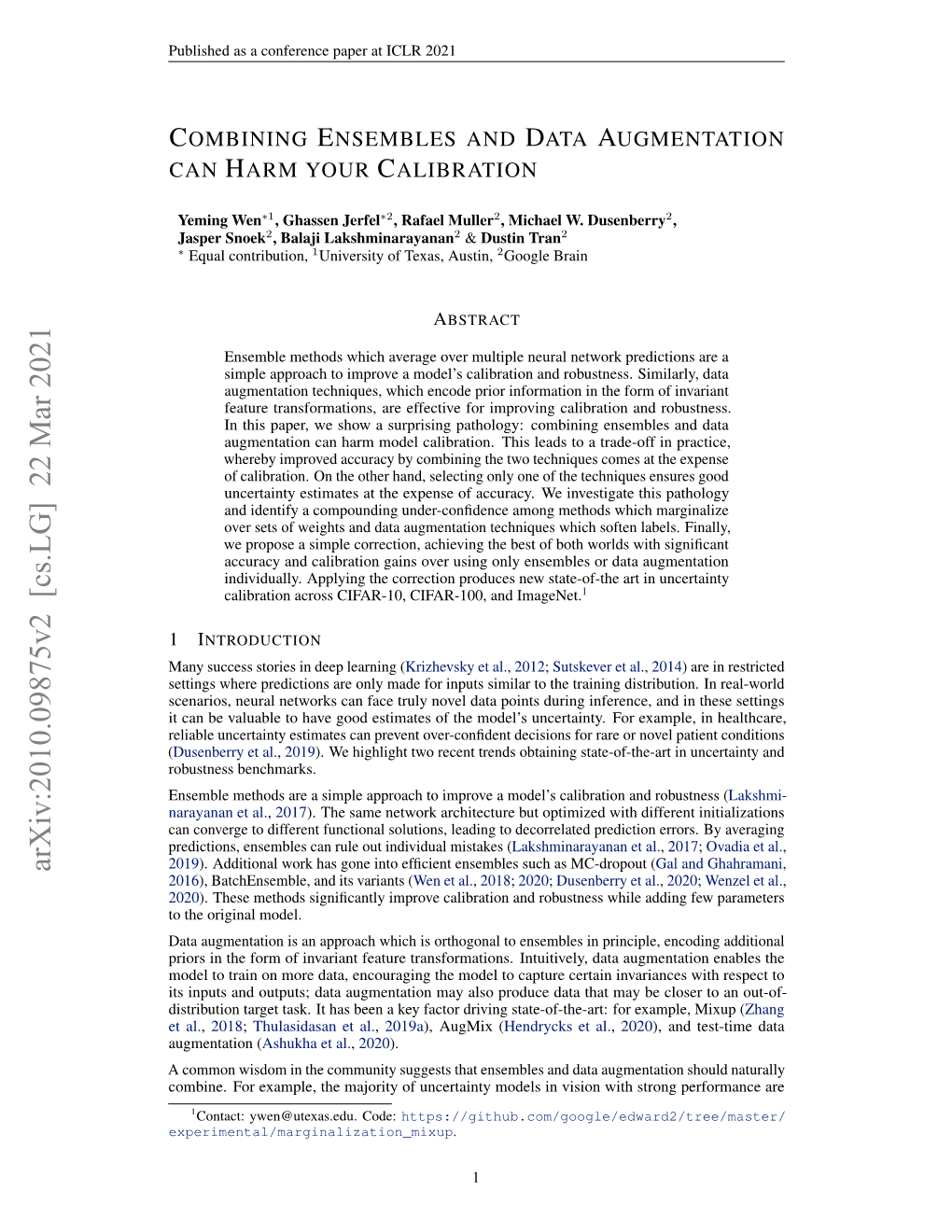 Arxiv:2010.09875V2 [Cs.LG] 22 Mar 2021 2019)