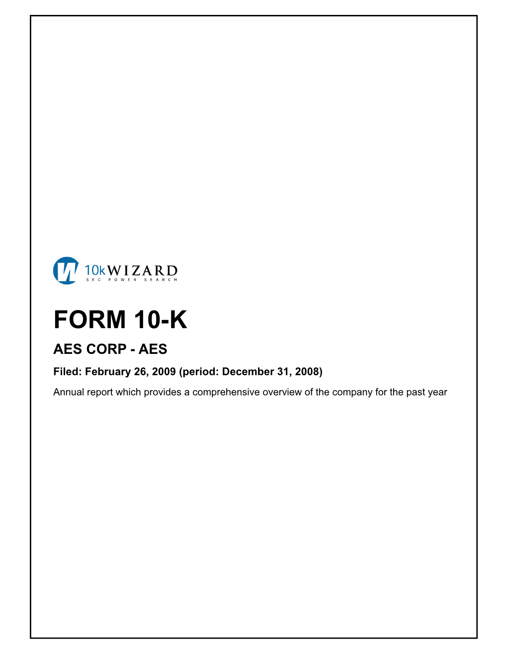 Form 10-K Aes Corp