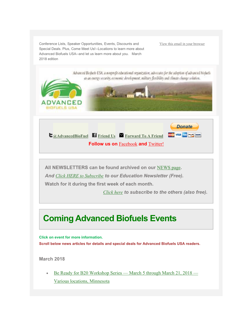 Coming Advanced Biofuels Events