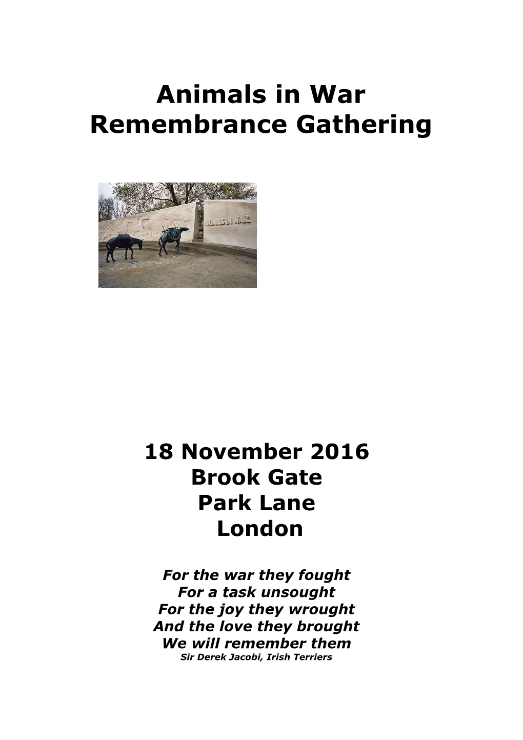 Animals in War Remembrance Gathering