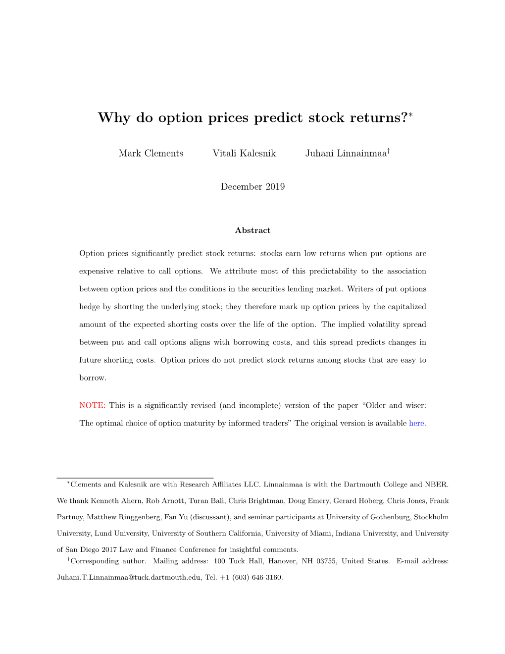 Why Do Option Prices Predict Stock Returns?∗