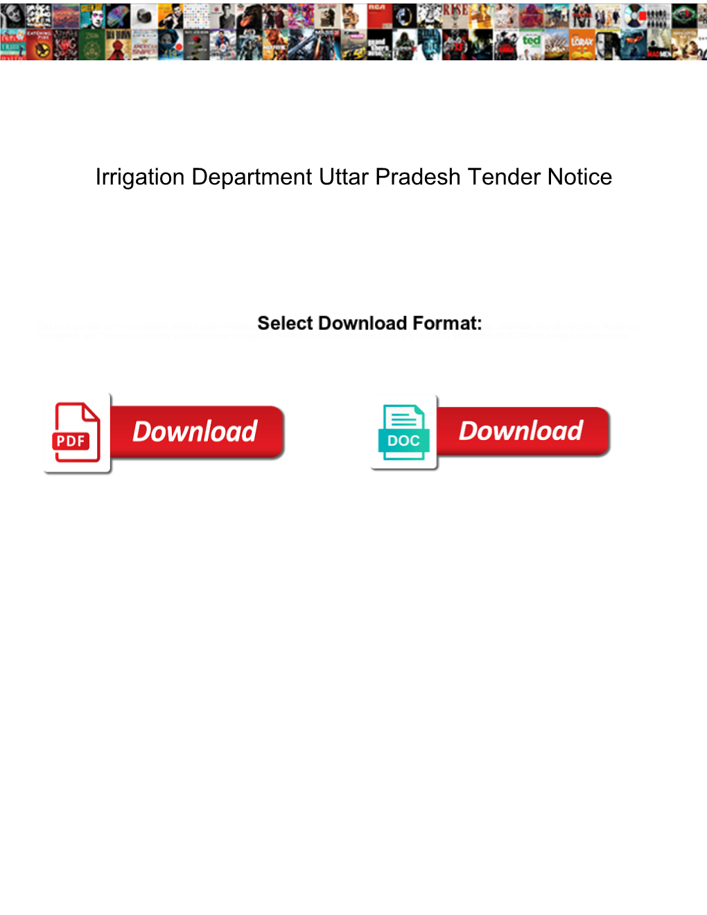 Irrigation Department Uttar Pradesh Tender Notice