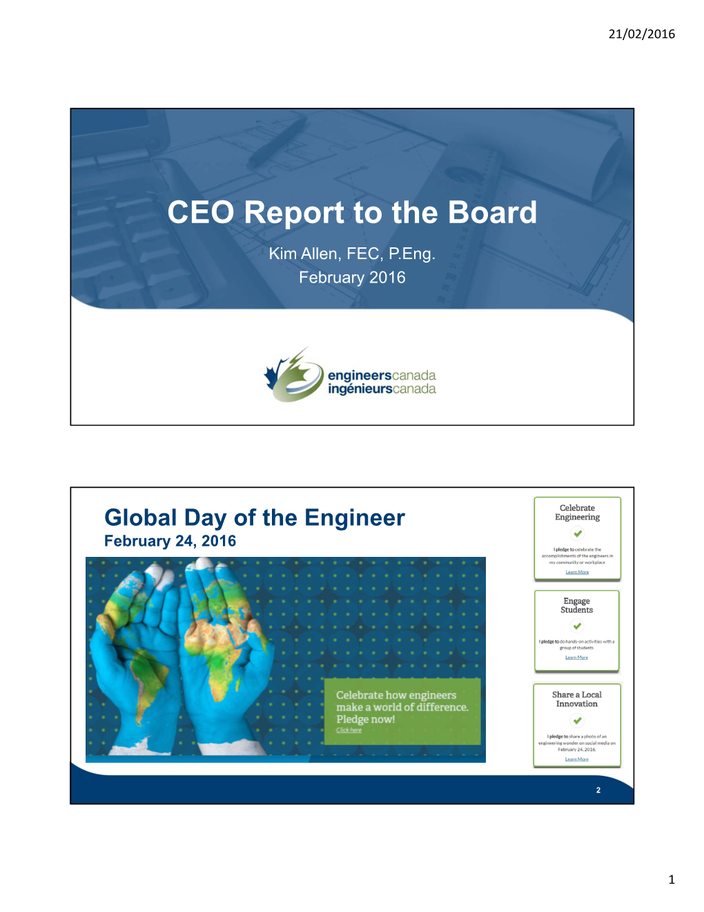 CEO Report to the Board
